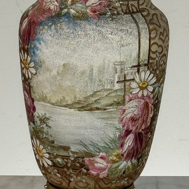 Pair of 19th Century French Gilt Bronze Mounted Hand-Painted Porcelain Vases by Royal Bonn For Sale - Image 14 of 18