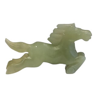 Mid 20th Century Celadon Jade Galloping Horse Figurine For Sale