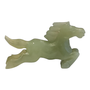 Mid 20th Century Celadon Jade Galloping Horse Figurine