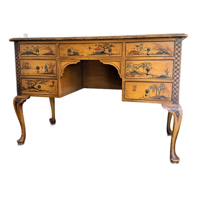 Antique Hand-Painted Chinoiserie Desk For Sale