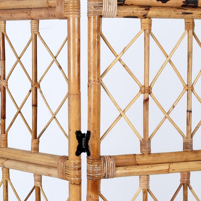 Vintage Bamboo and Rattan Folding Screen, 1970s, Set of 2 For Sale - Image 4 of 5