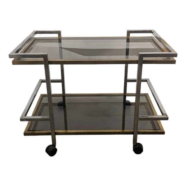 Vintage Gilt Metal Bar Trolley, 1970s For Sale