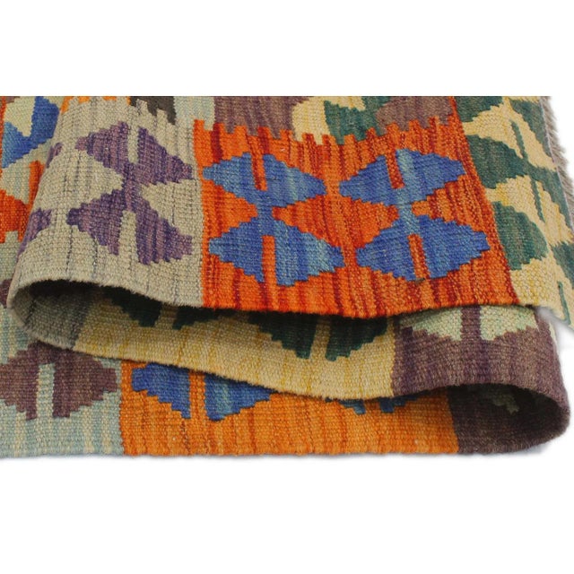 1990s Kilim Rust Blue Wool Rug - 2'7" X 4'1" For Sale In New York - Image 6 of 7