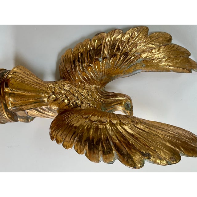 American Vintage Solid and Heavy Gilded Brass Eagle For Sale - Image 3 of 11