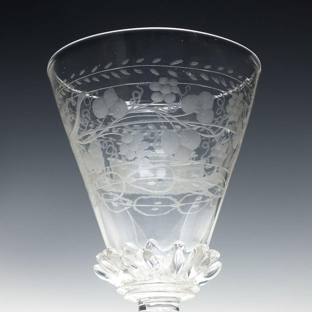 17th Century Bohemian Engraved & Spiked Gadrooned Wine Glass Goblet, 1680 For Sale - Image 4 of 9