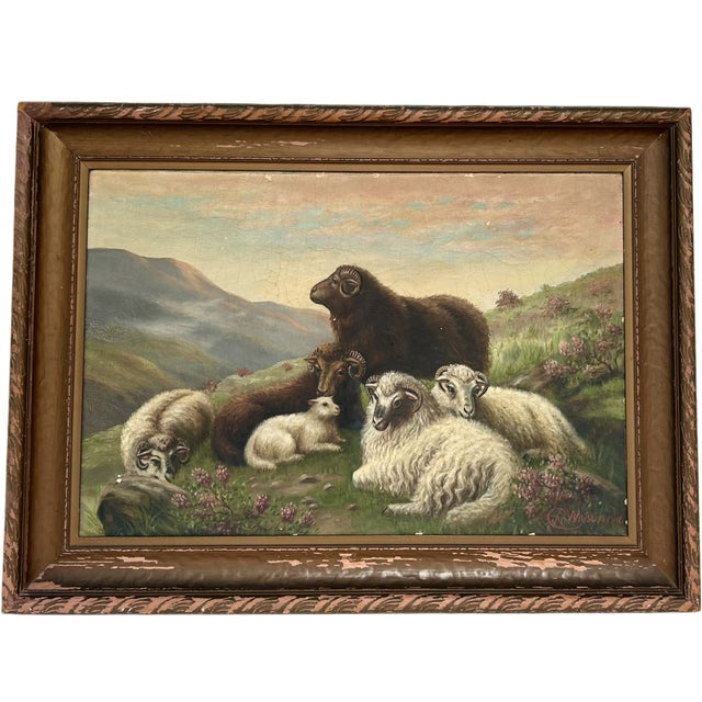 Robert Watson 19th Century Oil Painting of Scottish Highlands Sheep For Sale