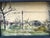 American School 1940s watercolor in an elaborate original period shadow box frame. The watercolor shows a car speeding...