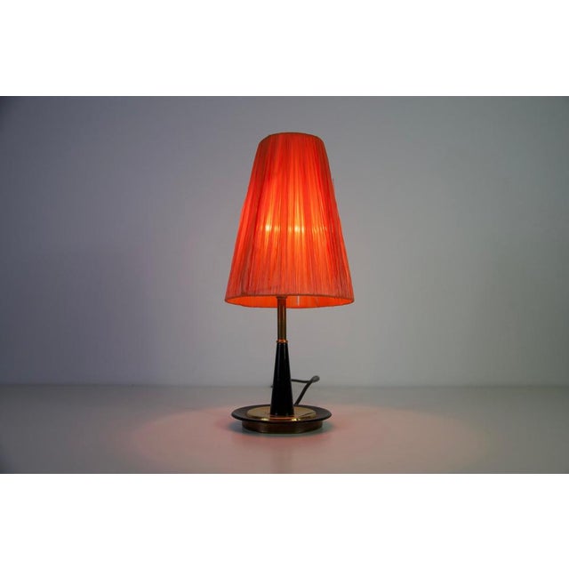 Black Mid-Century Brass Table Lamp with Plastic Shade, Germany, 1960s For Sale - Image 8 of 10