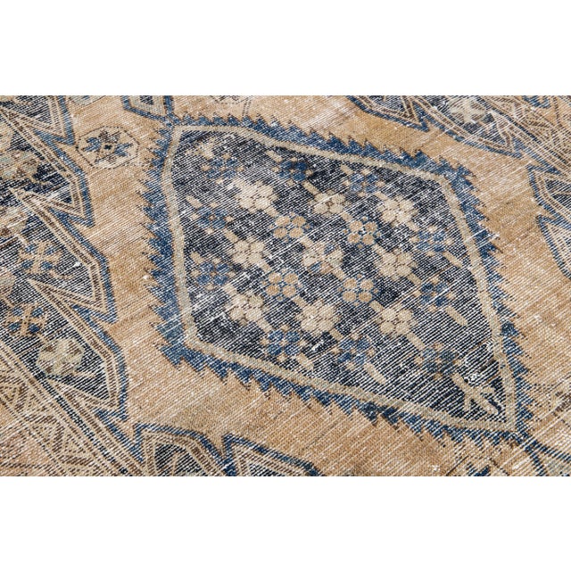 1960s Vintage Persian Distressed Handmade Tribal Beige Wool Rug For Sale - Image 4 of 7