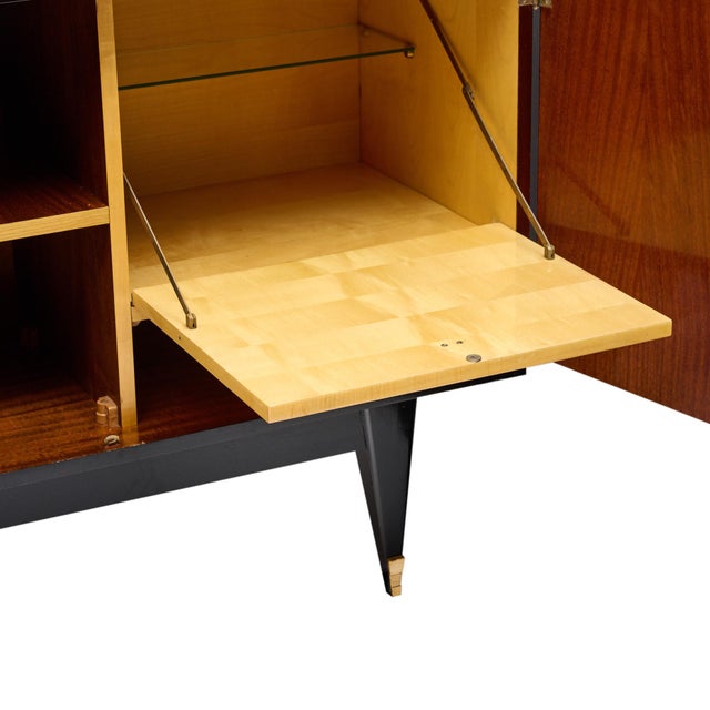 French Period Mid-Century Modern Buffet, Rosewood and Brass, Circa 1950 For Sale In Austin - Image 6 of 9