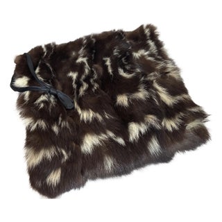 1920s-30s Black/White Fur Muff W/ Silk Lining & Inner Pouch For Sale