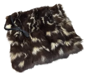 1920s-30s Black/White Fur Muff W/ Silk Lining & Inner Pouch