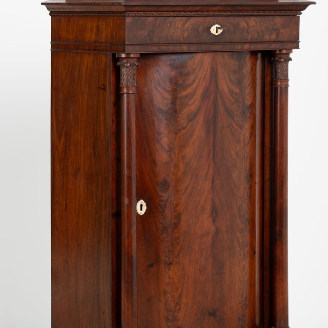 19th Century Danish Mahogany Column Cabinet With Bow Front Door For Sale - Image 10 of 17