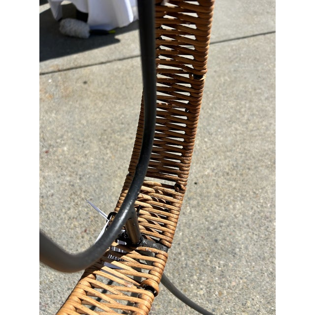 Mid 20th Century Vintage Arthur Umanoff Wrought Iron & Rattan Floor Candelabra For Sale - Image 5 of 12