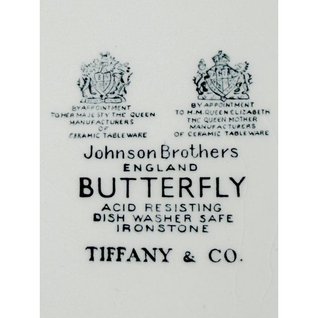 1980s 1970s Tiffany & Co. Johnson Brothers Butterfly Blue & White Salad Plates – Set of 4 For Sale - Image 5 of 6