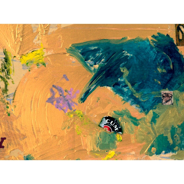 Time Is Golden - Modern Abstract Oil and mixed media golden abstract painting by Michael Pauker (American, b. 1957). A...