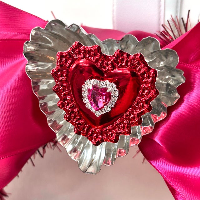 Valentines Wreath With Dresdens Artisan Made by Black Market Creative For Sale - Image 9 of 12