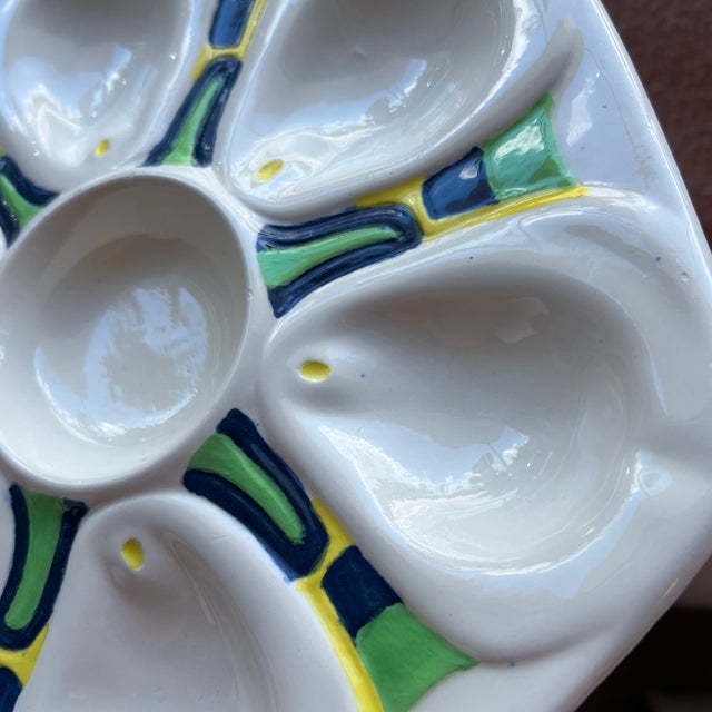 Late 20th Century Vintage Hand Painted Oyster Plate For Sale - Image 5 of 10