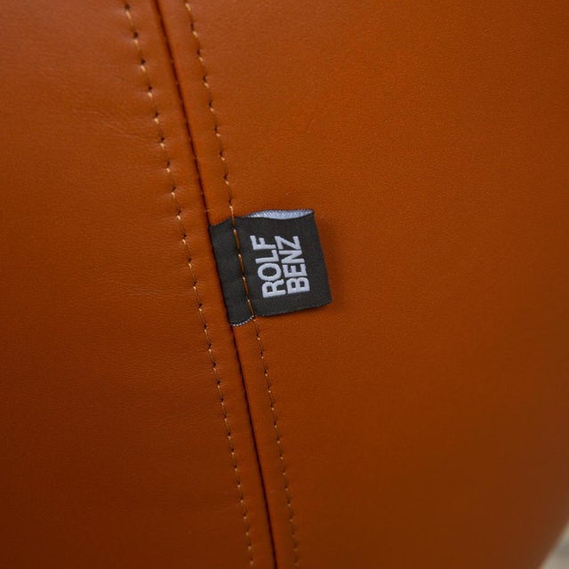 Meg Swivel Armchair in Brown Leather from Rolf Benz For Sale - Image 4 of 8