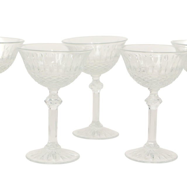 Vintage Regency Fidenza Crystal Champagne Glasses, 1980s, Set of 7 For Sale - Image 13 of 18