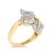 Contemporary 18K Yellow Gold Plated .925 Sterling Silver 1/2 Cttw Baguette and Round Diamond Bypass Triple Leaf R For Sale - Image 3 of 7