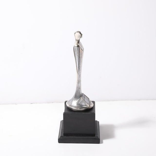 Silver Art Deco Academy Award Prototype Oscar Sculpture Signed E. W. Lane For Sale - Image 8 of 11