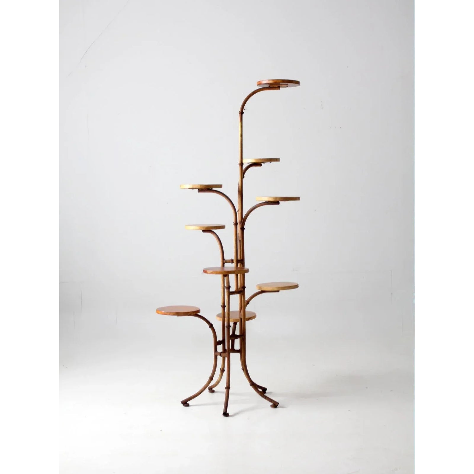 Vintage Mid-Century Tiered Bamboo-Style Plant Stand