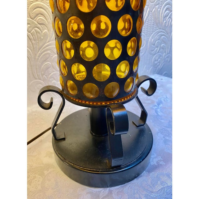 Amber 1960s Mid-Century Amber Murano Caged Glass Lamp Attributed to Seguso For Sale - Image 8 of 12