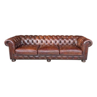 1970s Classic Chesterfield Leather Sofa – Tufted Back, Rolled Arms For Sale