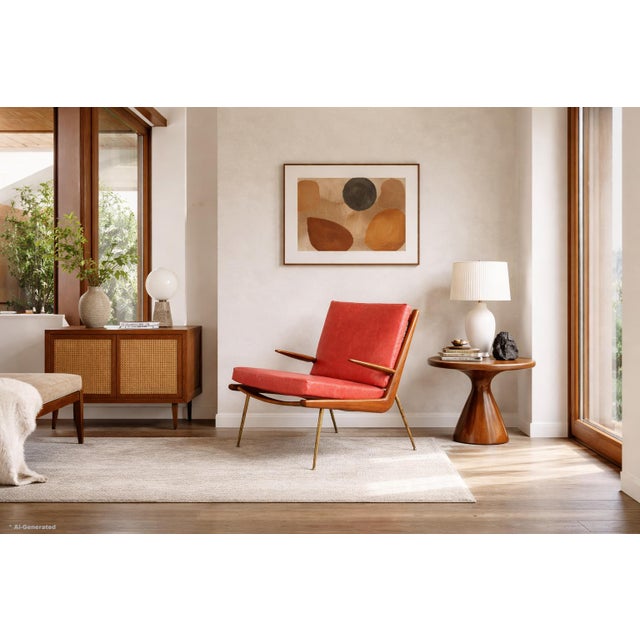 An exceptional and highly recognizable design, the “Boomerang” lounge chair (model FD-135) by Peter Hvidt and Orla...