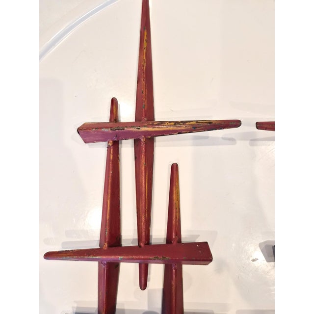 1960s A Pair of Brutalist Candle Sconces For Sale - Image 5 of 6