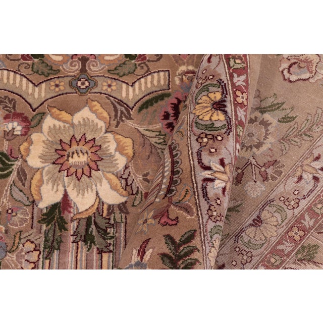 Textile Shabby Chic Pak-Persian Taupe/Green Wool Rug - 9'2'' X 12'1'' For Sale - Image 7 of 9
