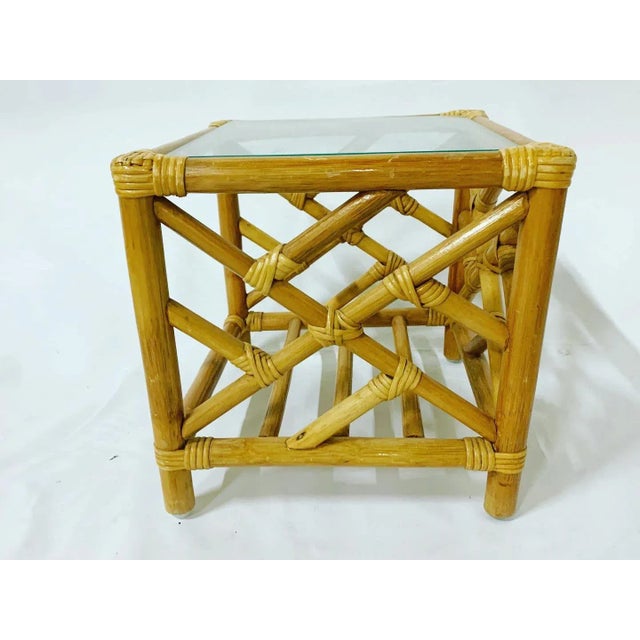 Chippendale Bamboo Rattan Nesting Tables - Set of 3 For Sale - Image 10 of 13