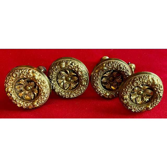 Antique 19th Century French Empire Classical Gilt Brass Curtain Drapery Tie Backs for the American Federal Market - A Set of 4 For Sale - Image 9 of 15