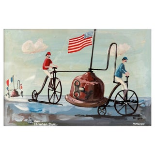 Naïve Painting for Christian Dior, Oil on Board, 1967 For Sale