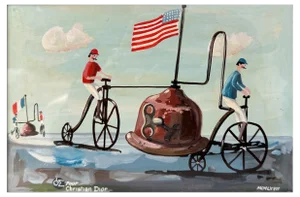 Naïve Painting for Christian Dior, Oil on Board, 1967