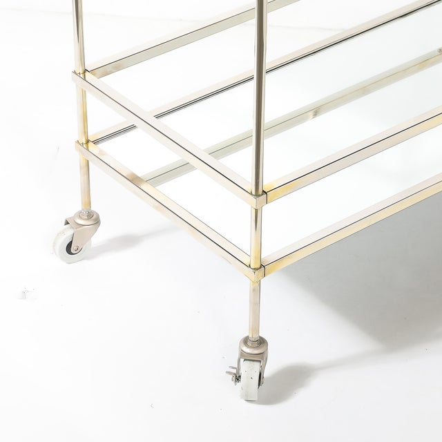 Mid-Century Modern Two-Tier Bar Cart in Antiqued Nickel Finish For Sale - Image 14 of 18