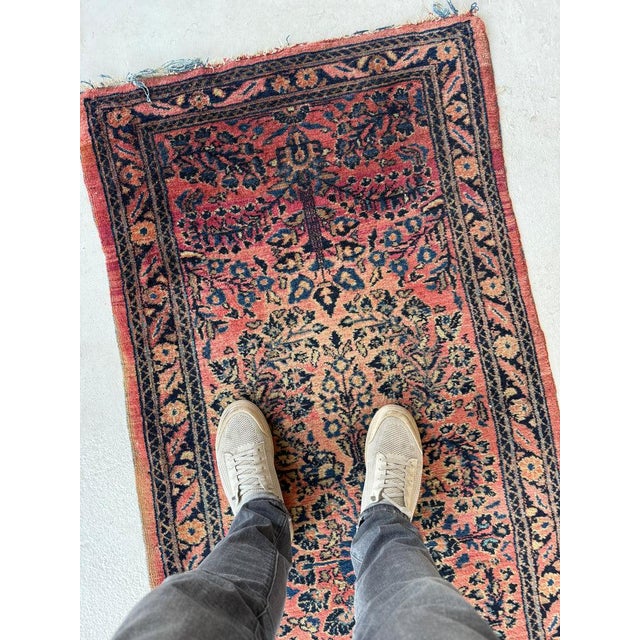 Textile 1930s Plush Flourishing Painted Sarouk Runner Botanical Garden Rug 2.10 x 12 For Sale - Image 7 of 11