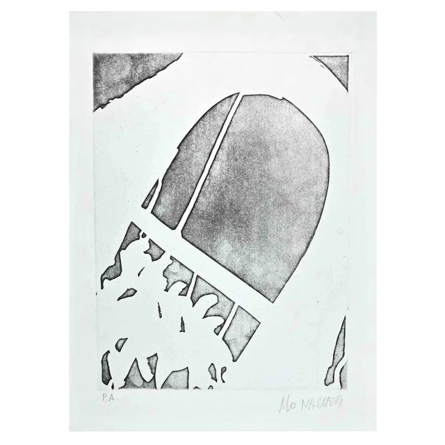 Sante Monachesi, Figure and Arch, Original Etching, 1970s For Sale