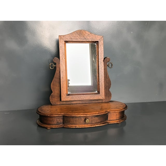 Brown French 19th Century Table Mirror in Solid Wood. For Sale - Image 8 of 10
