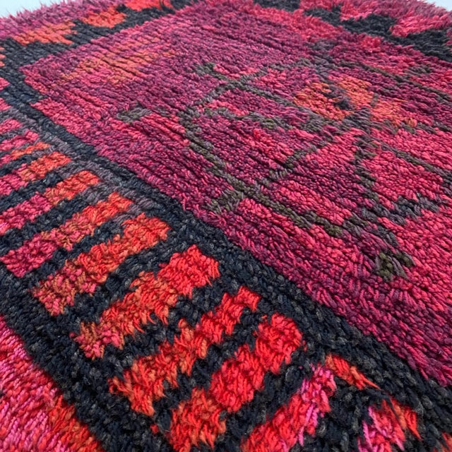 Scandinavian Abstract High Pile Rya Rug, Sweden 1960s For Sale - Image 12 of 18