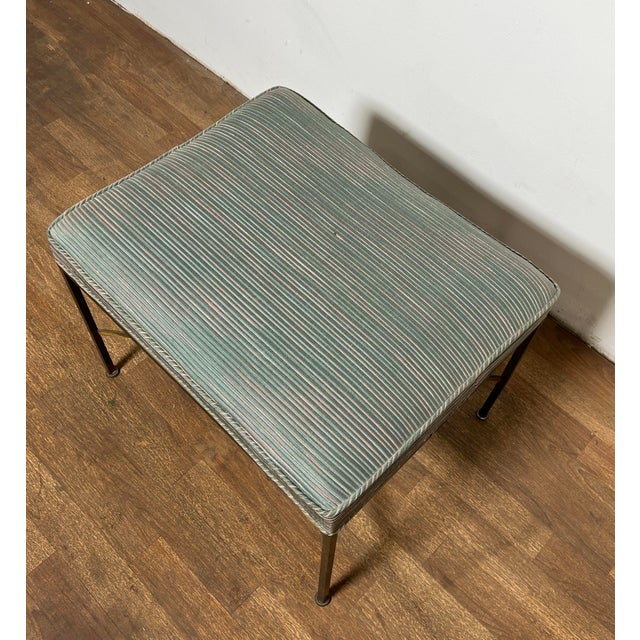 Calvin Furniture C. 1960s Paul McCobb for Calvin X Base Foot Stool in Channeled Brass For Sale - Image 4 of 6