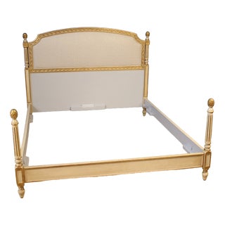 Louis XVI Lacquered and Gilded Double Bed, 1950s For Sale