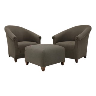 Pair of John Hutton for Donghia Ghost Chairs With Ottoman For Sale