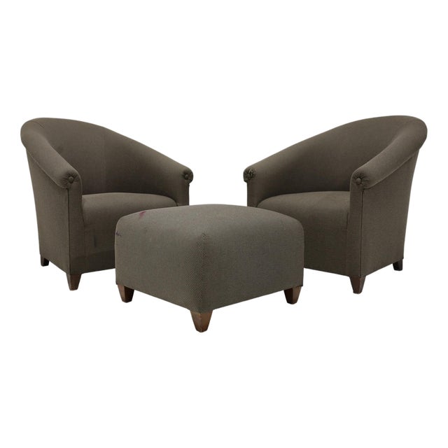 Pair of John Hutton for Donghia Ghost Chairs With Ottoman For Sale