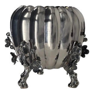 19th Century Wang Hing Sterling Silver Cherry Blossom Bowl For Sale