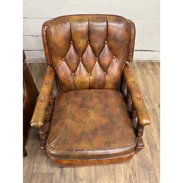 Wood Vintage Stratalounger Tufted Vinyl Recliners - Pair For Sale - Image 7 of 18