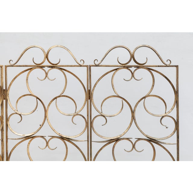 Wrought Iron Decorative Gilt Folding Screen, Italy, 1950s For Sale - Image 6 of 9