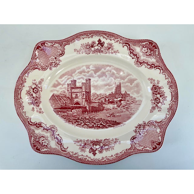 Vintage English Pink Old Britain Castles Johnson Brothers Serving Platter For Sale - Image 10 of 10
