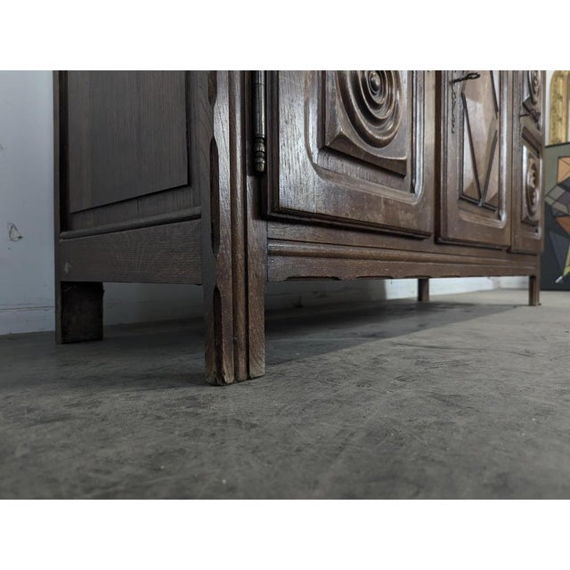 Wood Oak Sideboard in the style of Dudouyt For Sale - Image 7 of 10